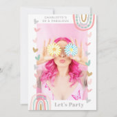 Roze regenboog 50 & Fabulous Modern Birthday Party Kaart (Voorkant)