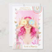 Roze regenboog 50 & Fabulous Modern Birthday Party Kaart (Voorkant)
