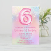 Roze Regenboog 6e Verjaardag Kaart (Staand voorkant)