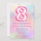Roze Regenboog 8e Verjaardag Kaart (Voorkant)
