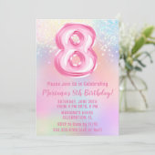 Roze Regenboog 8e Verjaardag Kaart (Staand voorkant)