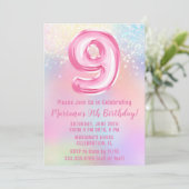 Roze Regenboog 9e Verjaardag Kaart (Staand voorkant)