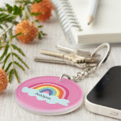 Roze Regenboog Acryl Sleutelhanger (Voorkant Rechts)