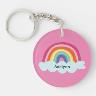 Roze Regenboog Acryl Sleutelhanger