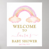 Roze regenboog Baby shower Girl Welkomstteken Poster (Voorkant)