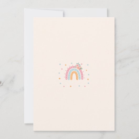 Roze regenboog Baby shower Het is een meisje Kaart (Achterkant)