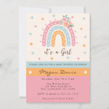 Roze regenboog Baby shower Het is een meisje