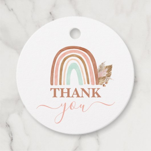 Roze Regenboog Baby shower Meisje Bedankjes Labels (Voorkant)