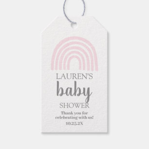 Roze Regenboog baby shower meisje cadeau labels Cadeaulabel