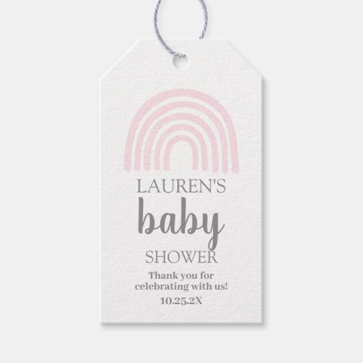 Roze Regenboog baby shower meisje cadeau labels Cadeaulabel (Voorkant)