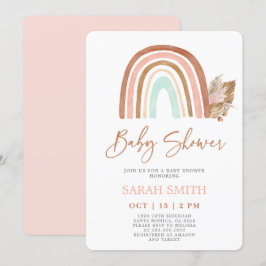 Roze Regenboog Baby shower meisje Kaart