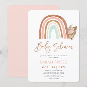 Roze Regenboog Baby shower meisje Kaart