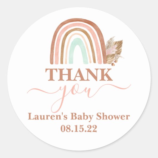 Roze Regenboog Baby shower Meisje Ronde Sticker (Voorkant)