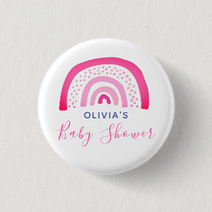 Roze Regenboog Baby Shower Ronde Button 3,2 Cm