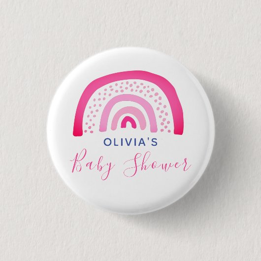 Roze Regenboog Baby Shower Ronde Button 3,2 Cm (Voorkant)