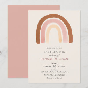 Roze Regenboog Baby Shower uitnodiging