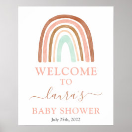 Roze regenboog Baby shower Welkomstteken Poster