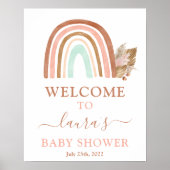 Roze regenboog Baby shower Welkomstteken Poster (Voorkant)