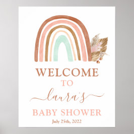 Roze regenboog Baby shower Welkomstteken Poster