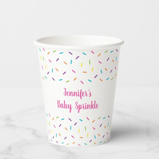 Roze regenboog Baby Sprinkle Papieren Bekers (Voorkant)