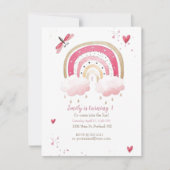  roze regenboog baby verjaardagsfeestje, aangepast kaart (Voorkant)