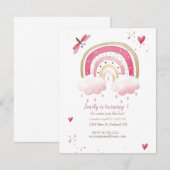  roze regenboog baby verjaardagsfeestje, aangepast kaart (Voorkant / Achterkant)