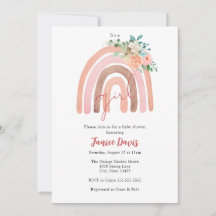 Roze regenboog, Boho Girl Baby shower Invitation