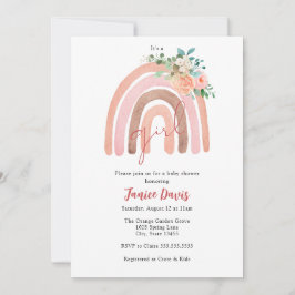 Roze regenboog, Boho Girl Baby shower Invitation Kaart