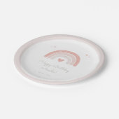 Roze Regenboog Boho Waterverf Meisje Verjaardag Papieren Bordje (Gekanteld)