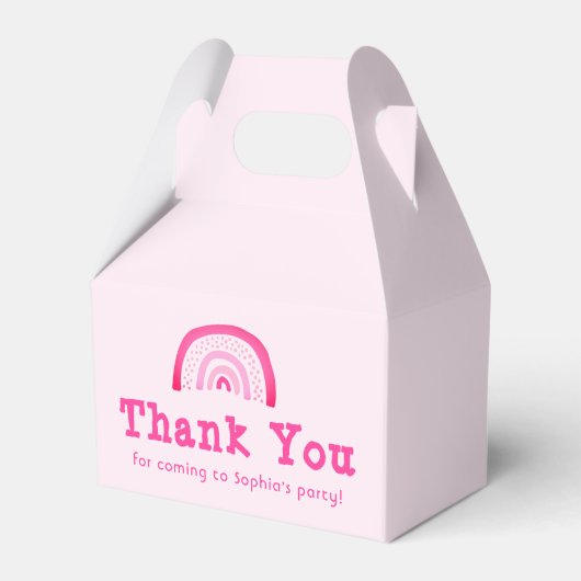  roze regenboog Dank u voor de verjaardag Bedankdoosjes (Voorkant Zijde)