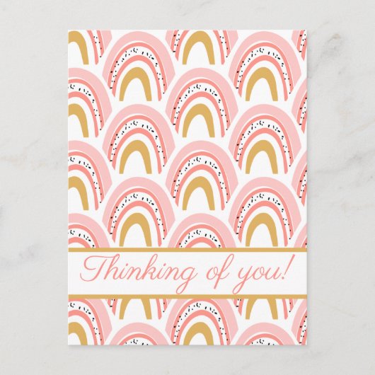 Roze regenboog denkt aan jou briefkaart (Voorkant)