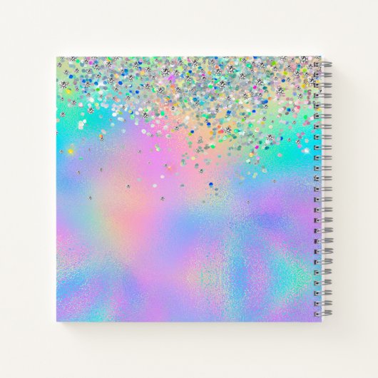 Roze regenboog eenhoorn glinster monogram notitieb notitieboek (Achterkant)