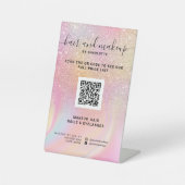 roze regenboog eenhoorn glitter make-up QR prijs Reclamebord Met Voetstuk (Voorkant)