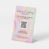 roze regenboog eenhoorn make-up digitale QR prijs Reclamebord Met Voetstuk (Voorkant)