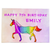 Roze Regenboog Eenhoorn Paard Naam Meisje Verjaard Groot Cadeauzakje (Achterkant)