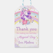 Roze Regenboog Eenhoorn Verjaardag Dank u Cadeau L Cadeaulabel (Achterkant)