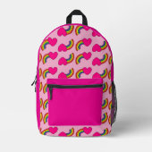 Roze Regenboog en Hartjes Print Rugzak (Voorkant)