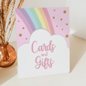 Roze Regenboog en Sterren Kaarten en Geschenken Fe Reclamebord Met Voetstuk
