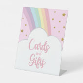 Roze Regenboog en Sterren Kaarten en Geschenken Fe Reclamebord Met Voetstuk (Voorkant)