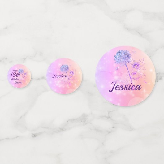 Roze regenboog fee sparkle 13e verjaardag confetti (Achterkanten)