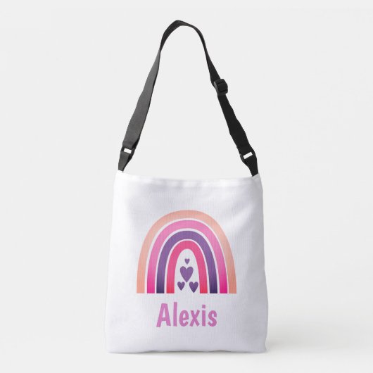  roze regenboog gepersonaliseerd crossbody tas (Achterkant)