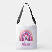  roze regenboog gepersonaliseerd crossbody tas (Voorkant)