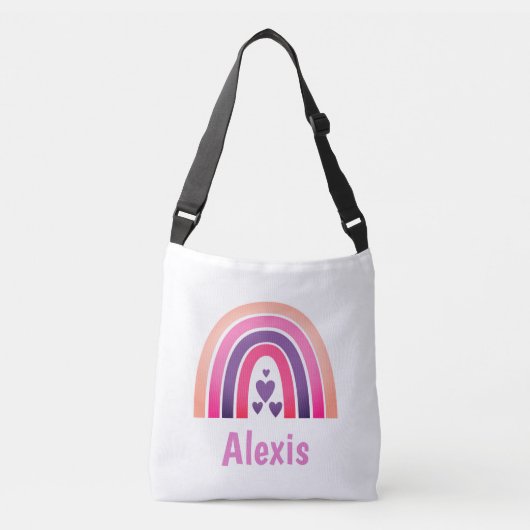  roze regenboog gepersonaliseerd crossbody tas (Voorkant)
