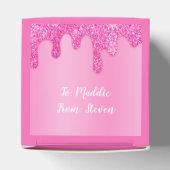 Roze regenboog Glitter Persoonlijk Ik hou van je c Bedankdoosjes (Bovenkant)