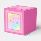 Roze regenboog Glitter Persoonlijk Ik hou van je c Bedankdoosjes (Achterkant)