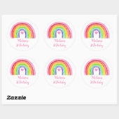 Roze Regenboog Hart Verjaardag Ronde Sticker (Vel)