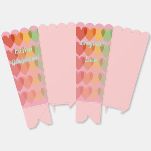 Roze Regenboog Harten Kleurrijk Patroon Modern Bedankdoosjes (Ongevouwen)