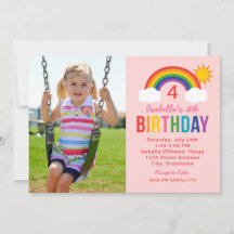 Roze Regenboog Hemel Foto Meisjes Verjaardagsfeest