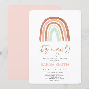 Roze regenboog het is een Baby shower voor meisjes Kaart