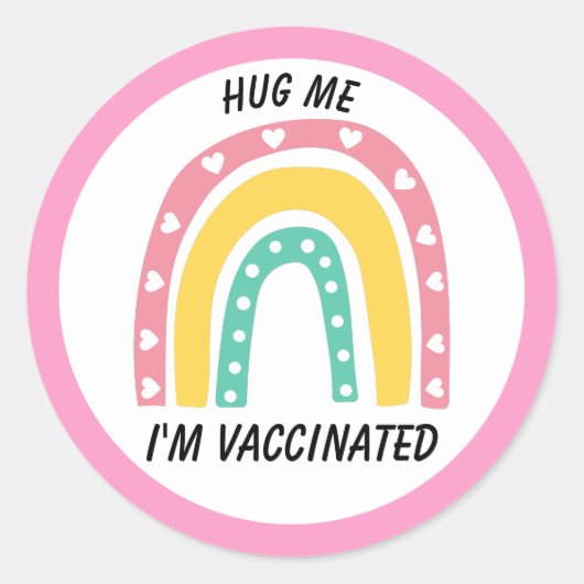 Roze regenboog Ik ben gevaccineerd Ronde Sticker (Voorkant)